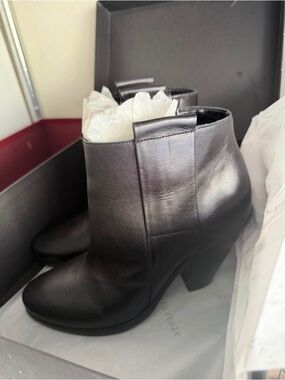 AllSaints Black Leather Heeled Ankle Boots